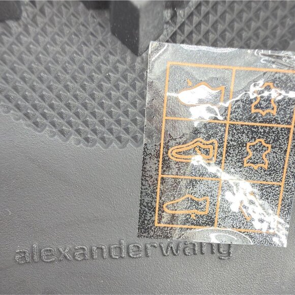 Alexander Wang Carter Cage Sandals Logo Black Leather Chunky Heel Women Size 38 - Picture 13 of 14